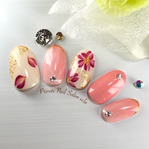 【コネクタ付き！すぐにお使い頂けます】ネイルチップ 桜ピンク 029］再販4 ✳︎ 桜ピンクマーブル ネイルチップ ネイルチップ