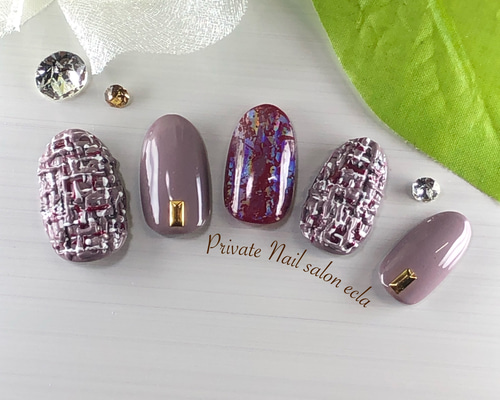 #001 ツイードネイル　ネイルチップ 1_e698590259d539ce7f114ed87359