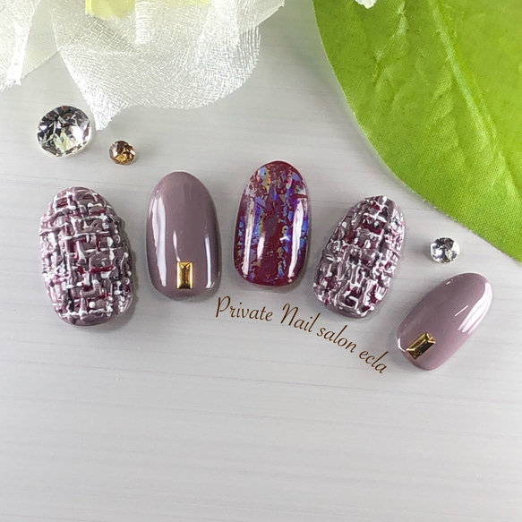 043］秋ツイード ネイルチップ ネイルチップ（つけ爪） nail salon