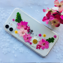 【ほぼ全機種対応スマホケース❁】押し花スマホケース NO.604 押し花＆レジン iPhone/Xperia他 2枚目の画像