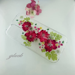 【ほぼ全機種対応スマホケース❁】押し花スマホケース NO.801 押し花＆レジン iPhone/Xperia他 1枚目の画像