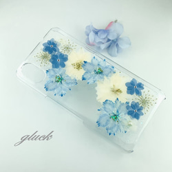 【ほぼ全機種対応スマホケース❁】押し花スマホケース NO.504 押し花＆レジン iPhone/Xperia他 1枚目の画像