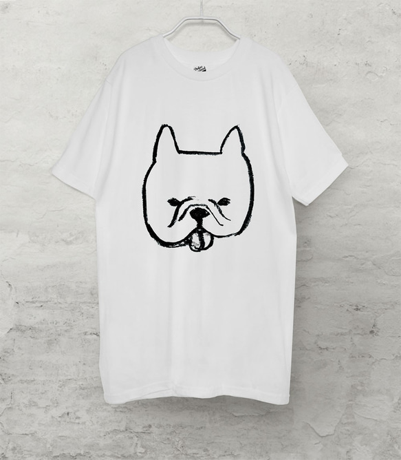 フレンチブルドッグ　Tシャツ（ホワイト）　犬 1枚目の画像