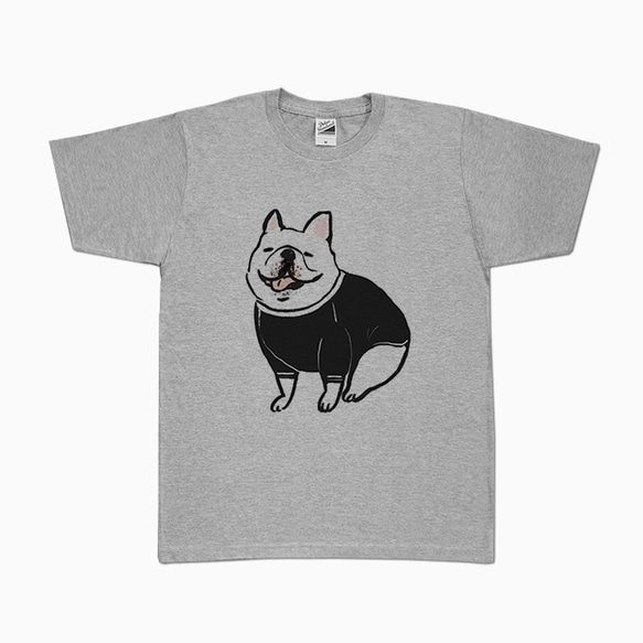 フレンチブルドッグ　Tシャツ （グレー） 犬　Lサイズ 1枚目の画像