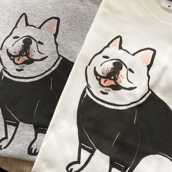 フレンチブルドッグ　Tシャツ （グレー） 犬　Lサイズ 2枚目の画像