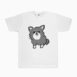 チワワ 警戒中　ブラックタン　Tシャツ （ホワイト） 犬 1枚目の画像