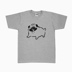パグ ニコニコ Tシャツ（グレー）犬　XLサイズ 2枚目の画像