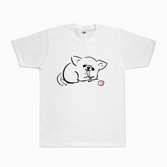 チワワ かじかじ Tシャツ（ホワイト）スムースチワワ　犬 1枚目の画像