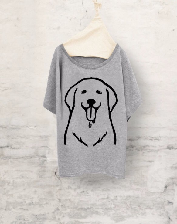 ゴールデンレトリバー　ドルマンTシャツ　（グレー）　犬 1枚目の画像