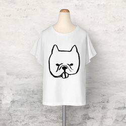 フレンチブルドッグ　ドルマンTシャツ （ホワイト）　犬 1枚目の画像