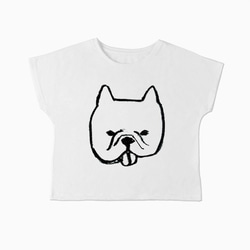 フレンチブルドッグ　ドルマンTシャツ （ホワイト）　犬 2枚目の画像