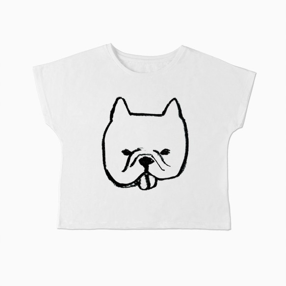 フレンチブルドッグ　ドルマンTシャツ （ホワイト）　犬 2枚目の画像