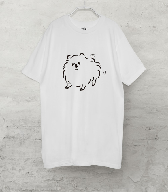ポメラニアン（ホワイト）Tシャツ　犬 1枚目の画像