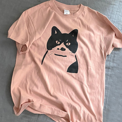 猫のまるちゃん Tシャツ　ダスティピンク 2枚目の画像