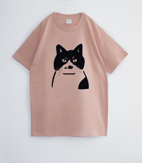 猫のまるちゃん Tシャツ　ダスティピンク 1枚目の画像