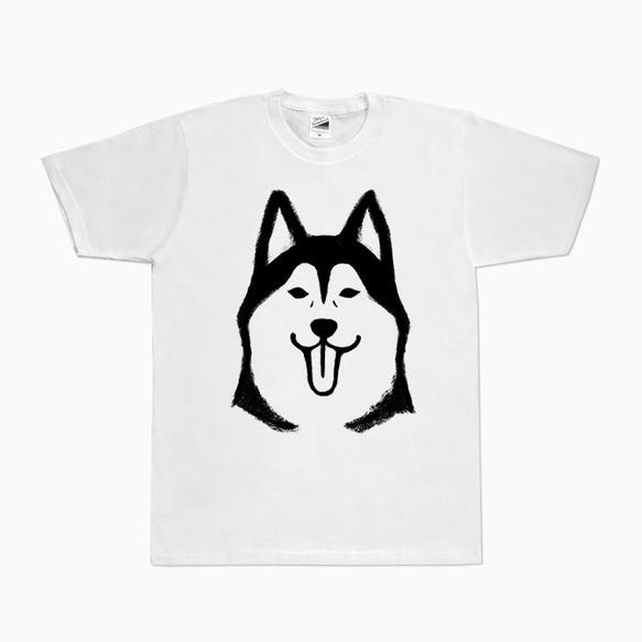 シベリアンハスキー　Tシャツ（ホワイト）　犬　 2枚目の画像