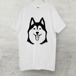 シベリアンハスキー　Tシャツ（ホワイト）　犬　 1枚目の画像