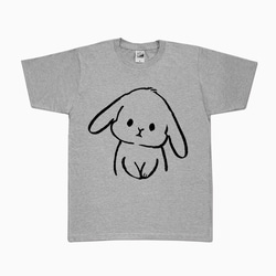 【SALE】うさぎ　Tシャツ（グレー）　 1枚目の画像