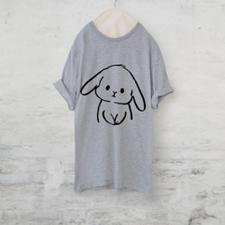 【SALE】うさぎ　Tシャツ（グレー）　 2枚目の画像