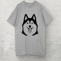 シベリアンハスキー　Tシャツ（グレー）　犬 1枚目の画像