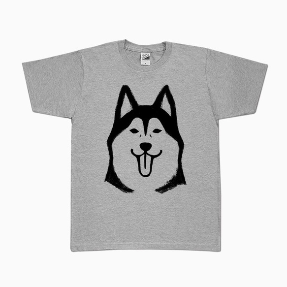 シベリアンハスキー　Tシャツ（グレー）　犬 2枚目の画像