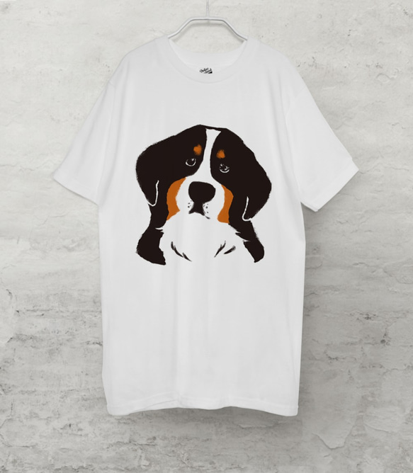 バーニーズマウンテンドッグ　Tシャツ　（ホワイト）　犬 1枚目の画像