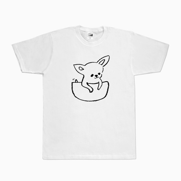 【受注生産】チワワ　Tシャツ　（ホワイト）　犬 1枚目の画像