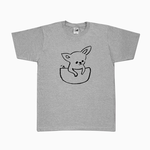 チワワ　Tシャツ　（グレー）　犬 1枚目の画像