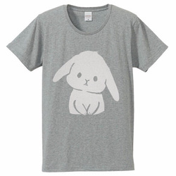 兔子T恤 （灰×白印刷） 第2張的照片