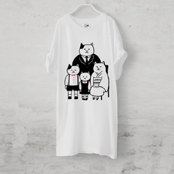 家族写真Tシャツ / 入学編 （ホワイト）猫写真館 猫 2枚目の画像
