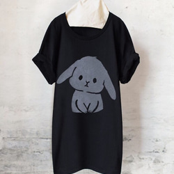 兔子 T恤 （黑×灰） 第1張的照片