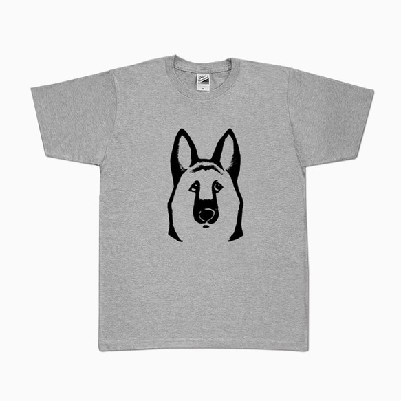 ジャーマン・シェパード　Tシャツ（グレー）犬 1枚目の画像