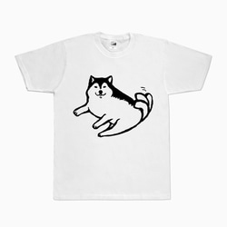 柴犬　 Tシャツ　寝そべり犬（ホワイト）　 1枚目の画像