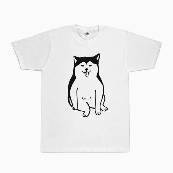 柴犬　 Tシャツ　お座り犬　Lサイズ（ホワイト）　 1枚目の画像