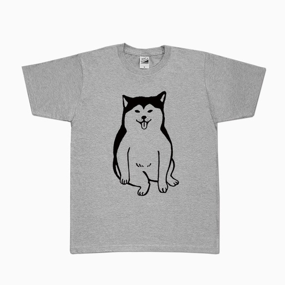 柴犬　 Tシャツ　お座り犬（グレー）　 1枚目の画像