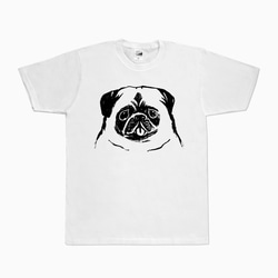 パグ　 Tシャツ　（ホワイト）　犬 2枚目の画像