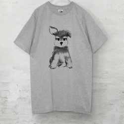 ミニチュアシュナウザー　Tシャツ（グレー）犬　XLサイズ 1枚目の画像