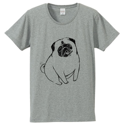 パグ　Tシャツ（グレー）犬 1枚目の画像