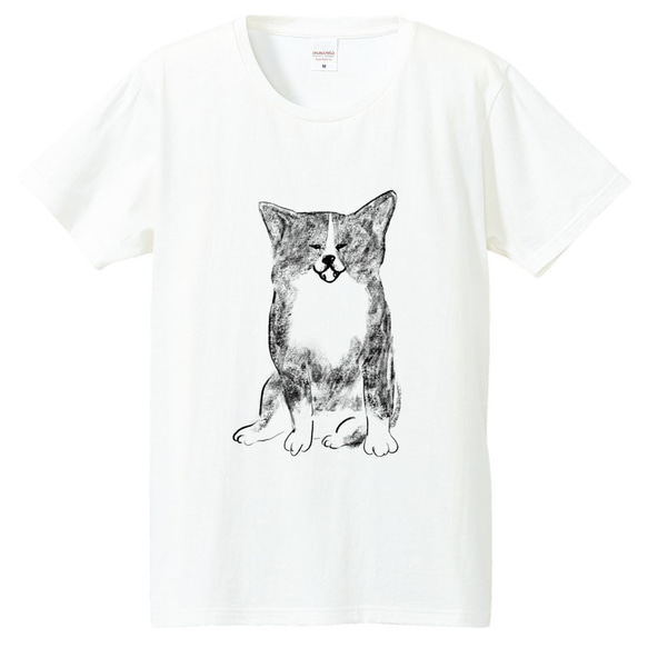 秋田犬　虎毛　Tシャツ（ホワイト）犬　Mサイズ 1枚目の画像