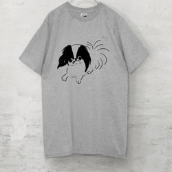 【受注生産】狆　Tシャツ（グレー）犬 1枚目の画像