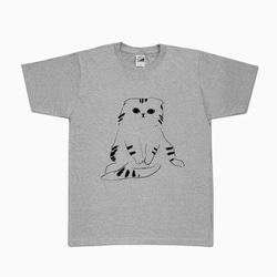 スコティッシュフォールド　Tシャツ　Lサイズ（グレー）猫 2枚目の画像