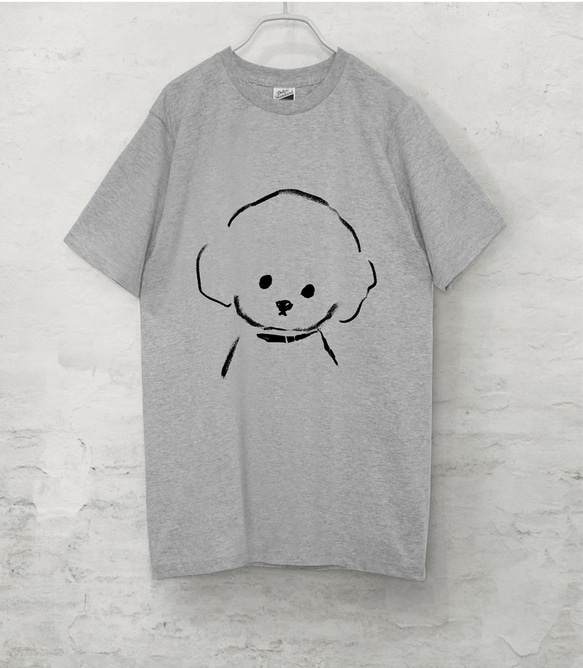 トイプードル 　Tシャツ（グレー）犬 プードル 1枚目の画像