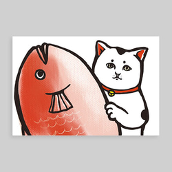【年賀状】猫と鯛【5枚入り】 2019年 1枚目の画像