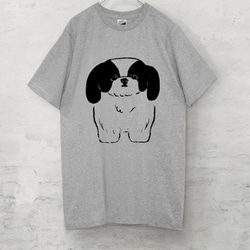 シーズー 　Tシャツ（グレー）犬 1枚目の画像
