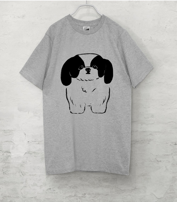 シーズー 　Tシャツ（グレー）犬 1枚目の画像