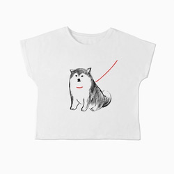 柴犬　待ってる ドルマンTシャツ（ホワイト）犬 2枚目の画像