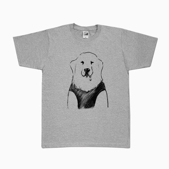 ゴールデンレトリバー　Tシャツ （グレー） 犬 1枚目の画像