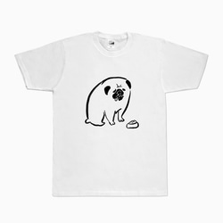 餌待ち パグ Tシャツ（ホワイト）犬　XLサイズ 2枚目の画像