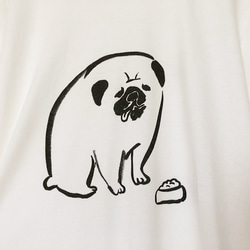 餌待ち パグ Tシャツ（ホワイト）犬　XLサイズ 4枚目の画像