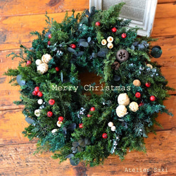 緑色の人工針葉樹クリスマスリース 針葉樹のクリスマスリース : おしゃれな花ギフトの通販 : @FLOWER